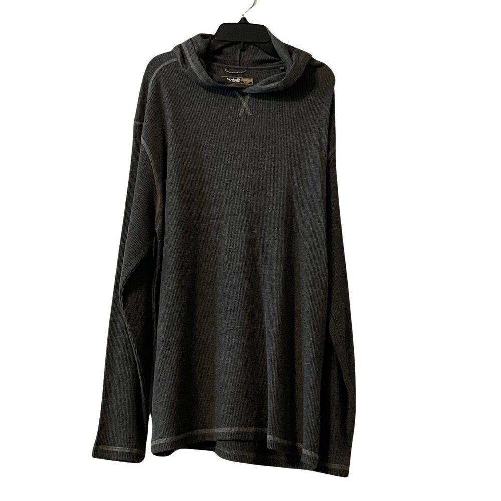 NWT Solaris Men's Waffle Knit Thermal Hoodie in Gray Sz. L - Picture 2 of 4